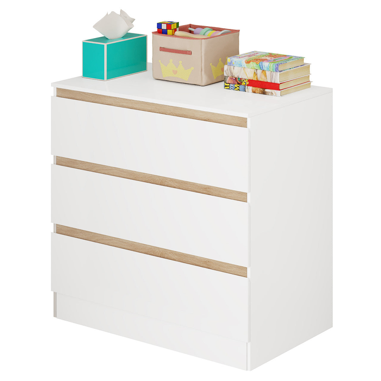 24goodz Baby Changing Table with 3 Drawers - Ample Storage Space - Durable and Safe - E1 Wood Material - White - 80 x 78 x 48 cm