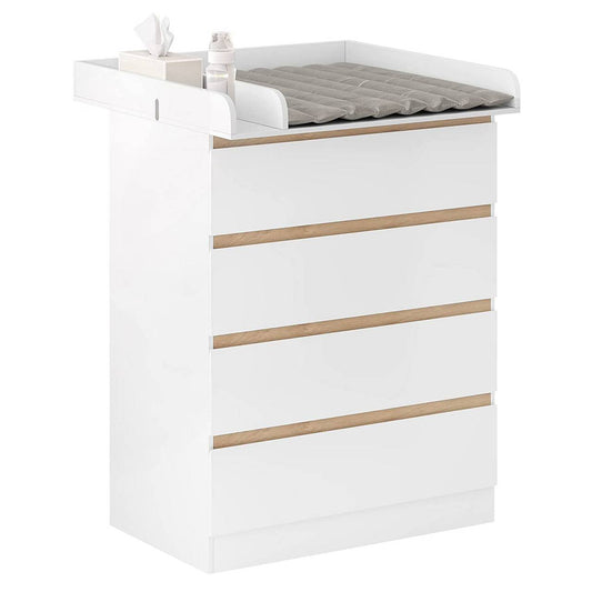24goodz Changing Table with Removable Changing Top - Comfortable Height for Easy Access - MDF - For Parents - White - ws