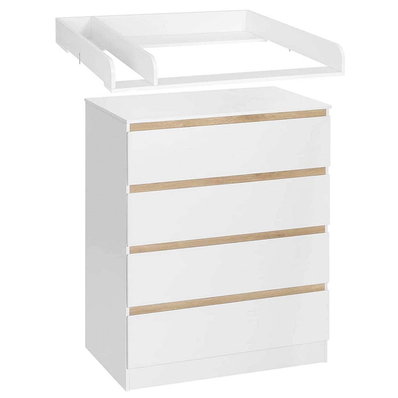 24goodz Changing Table with Removable Changing Top - Comfortable Height for Easy Access - MDF - For Parents - White - ws
