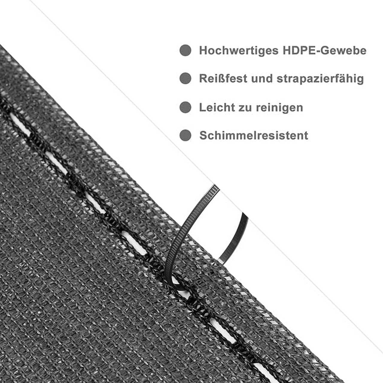 24goodz Privacy Screen Shade Net with Cable Ties - Durable and Weather Resistant - HDPE - For Balconies and Gardens - Anthracite 1x25m