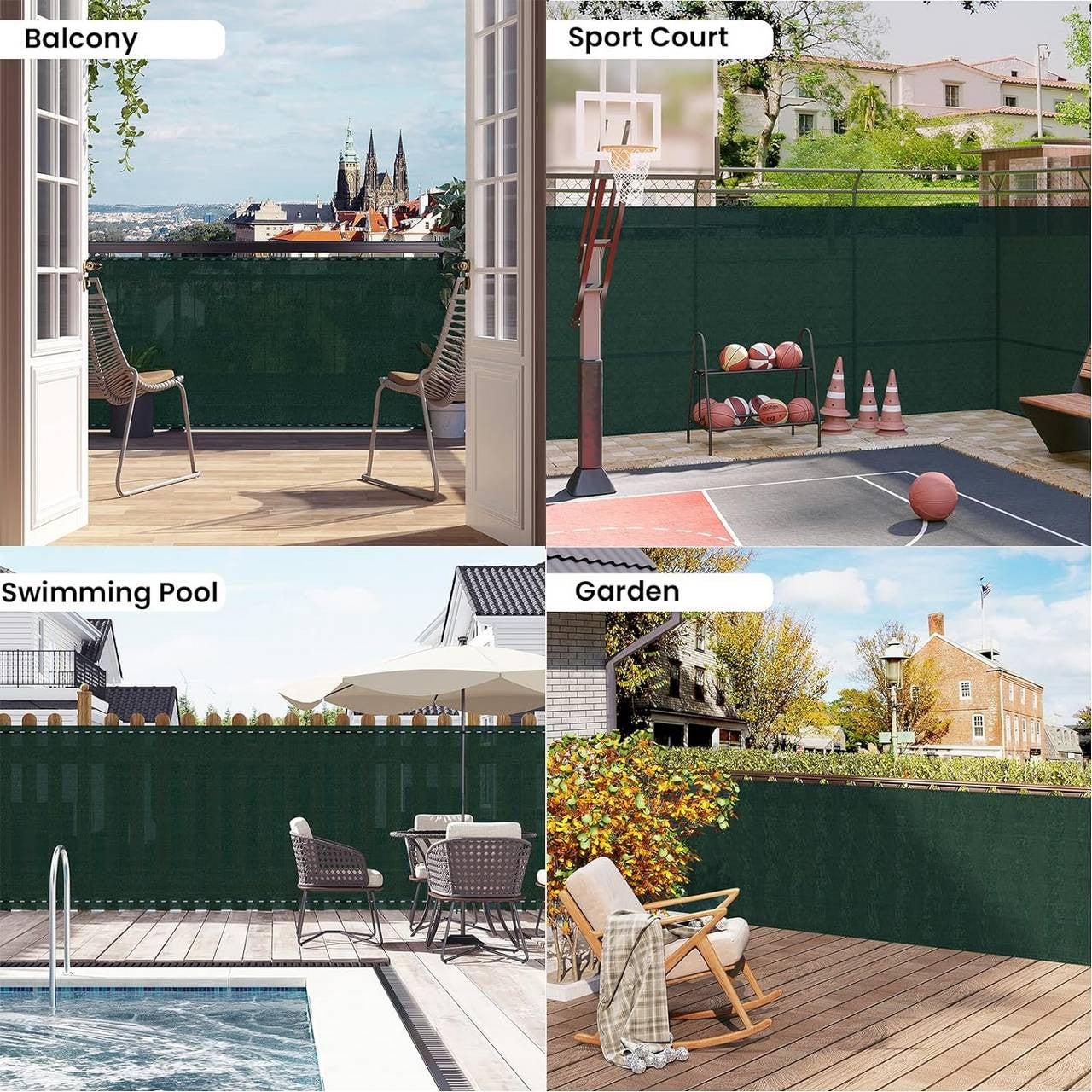 24goodz Privacy Screen - High UV Protection - Durable and Weather-Resistant - HDPE - Green - 2 x 15 m