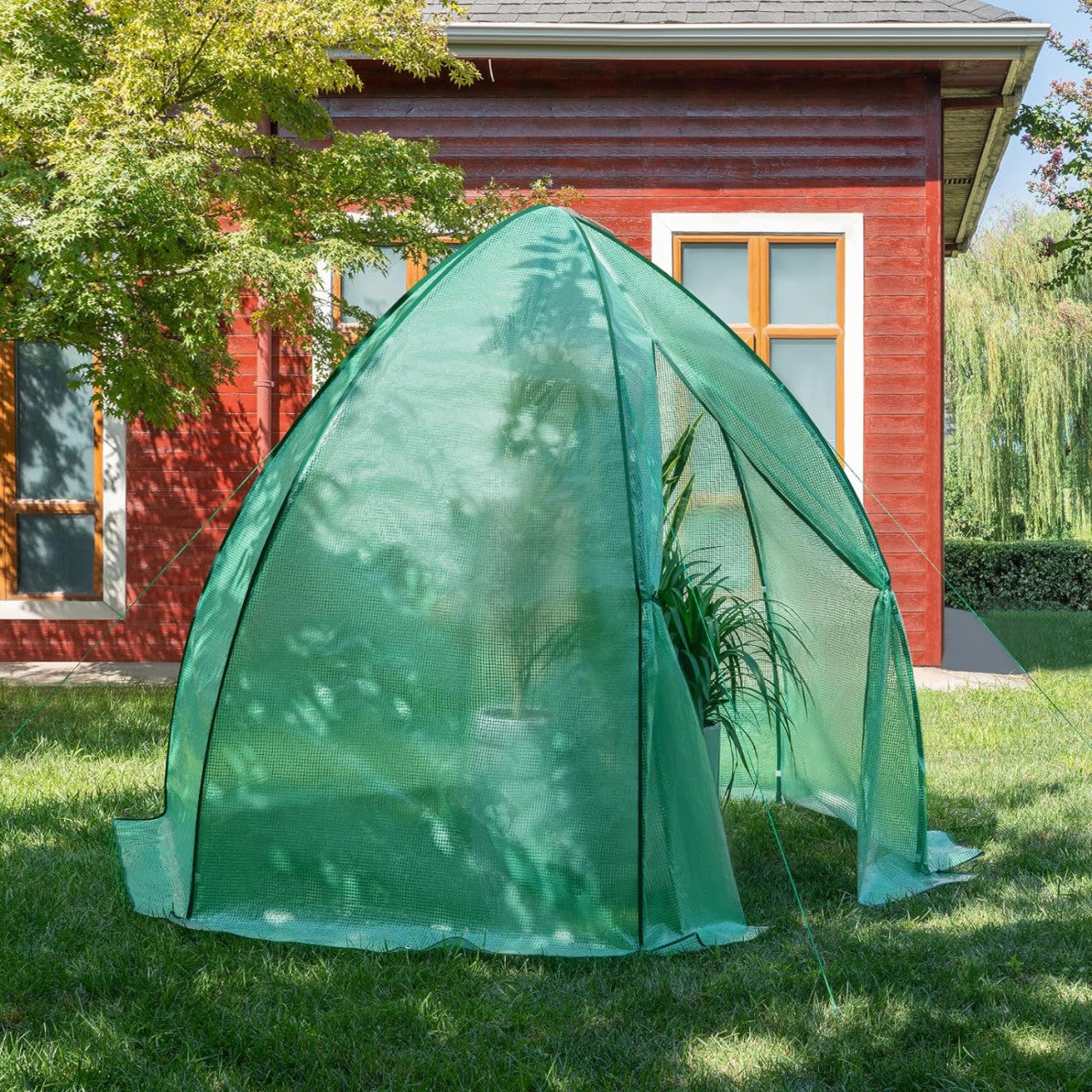 24goodz Greenhouse Tent - Comprehensive Protection - Robust and Durable - 140 g/m2 PE - For Garden Enthusiasts - White/Green