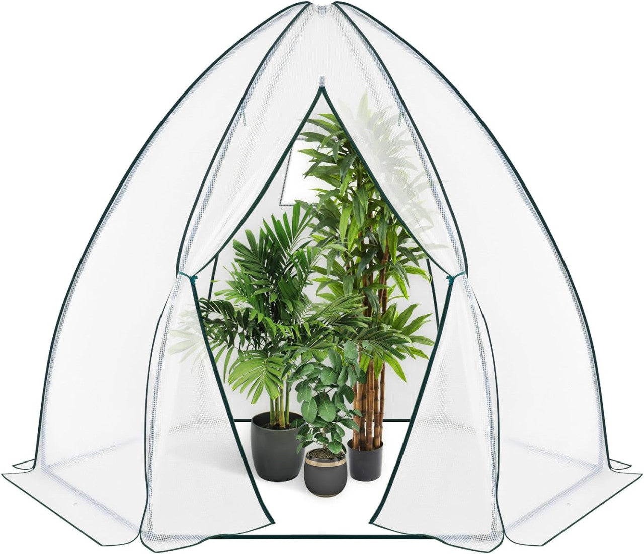 24goodz Greenhouse Tent - Comprehensive Protection - Robust and Durable - 140 g/m2 PE - For Garden Enthusiasts - White/Green 240x200cm