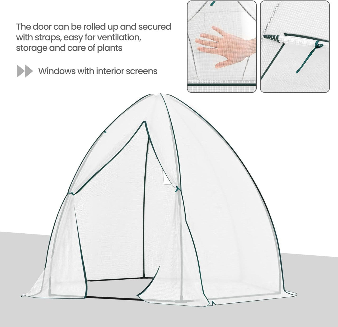 24goodz Greenhouse Tent - Comprehensive Protection - Robust and Durable - 140 g/m2 PE - For Garden Enthusiasts - White/Green 240x200cm