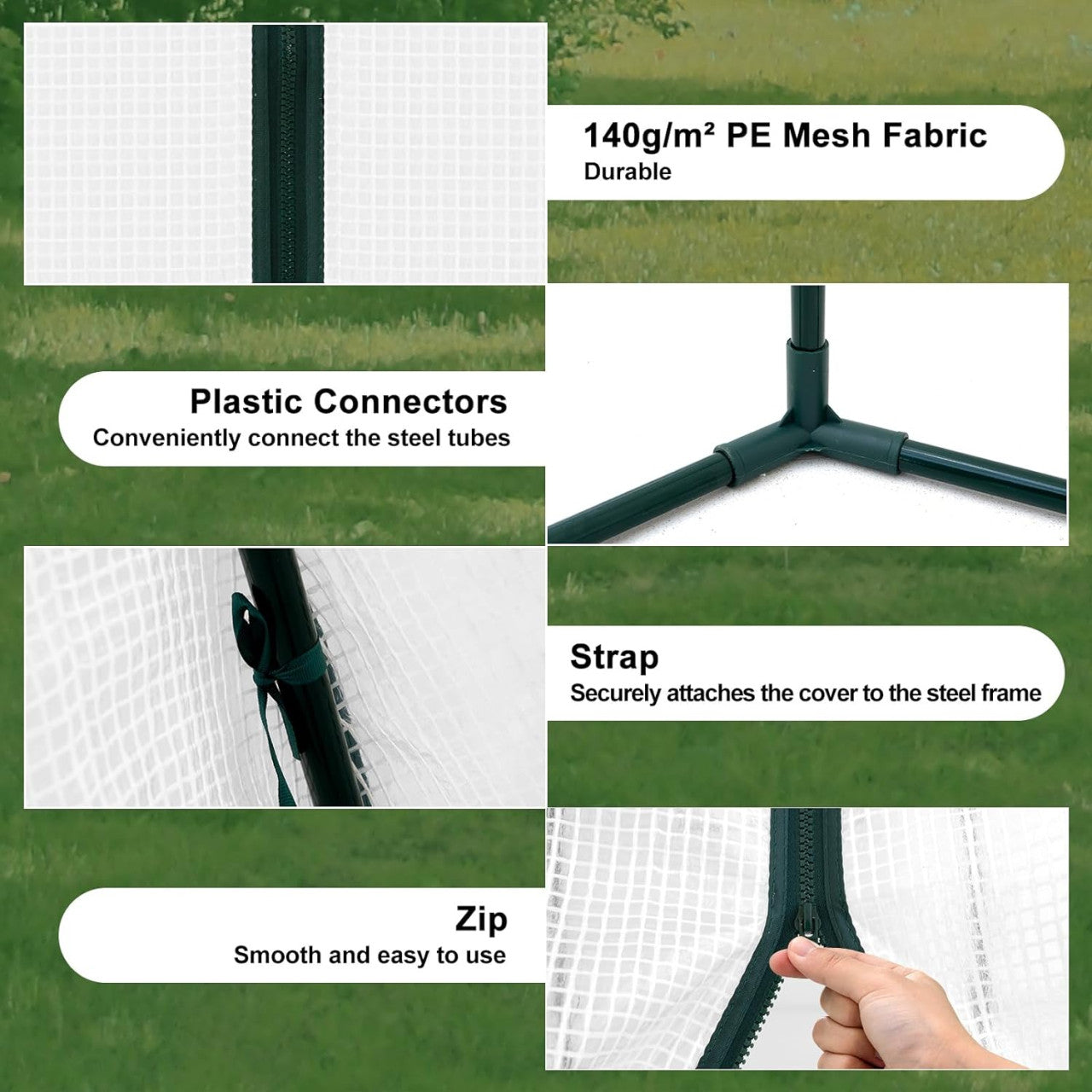 24goodz Greenhouse Tent - Comprehensive Protection - Robust and Durable - 140 g/m2 PE - For Garden Enthusiasts - White/Green 240x200cm