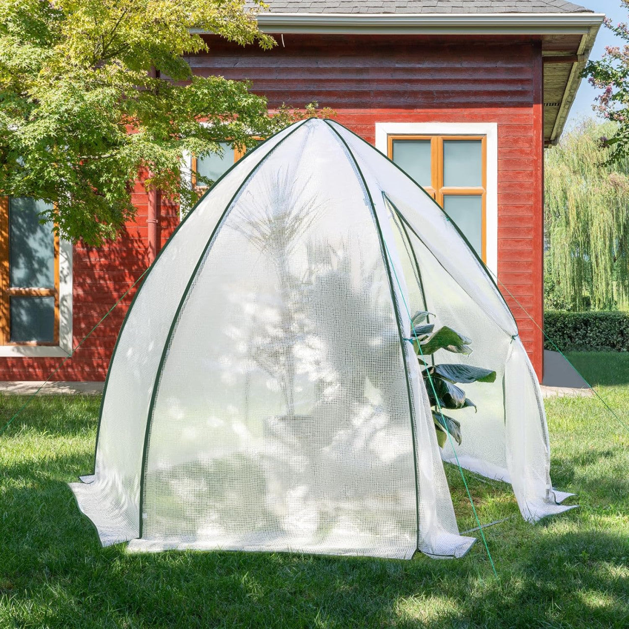 24goodz Greenhouse Tent - Comprehensive Protection - Robust and Durable - 140 g/m2 PE - For Garden Enthusiasts - White/Green 240x200cm