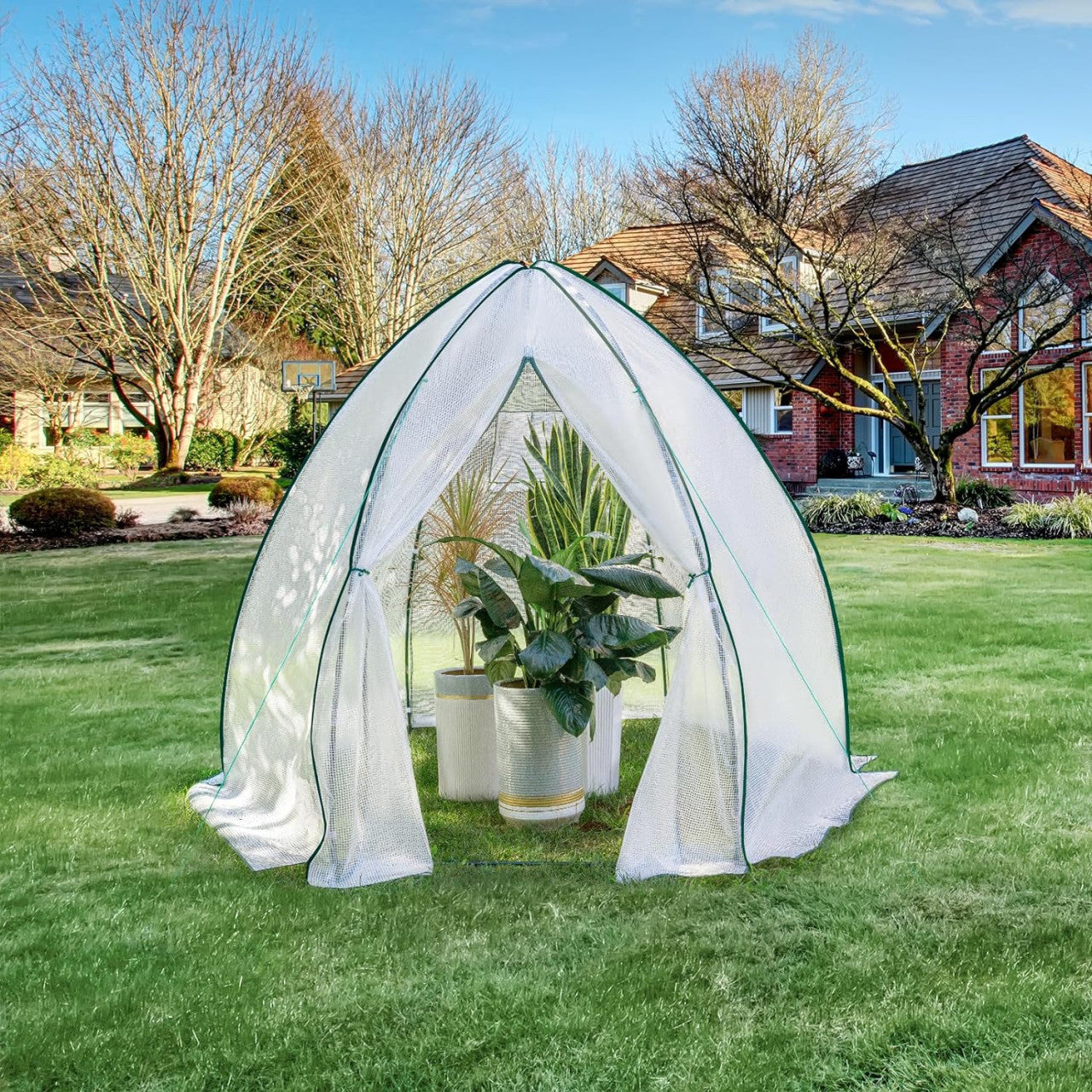 24goodz Greenhouse Tent - Comprehensive Protection - Robust and Durable - 140 g/m2 PE - For Garden Enthusiasts - White/Green 240x200cm