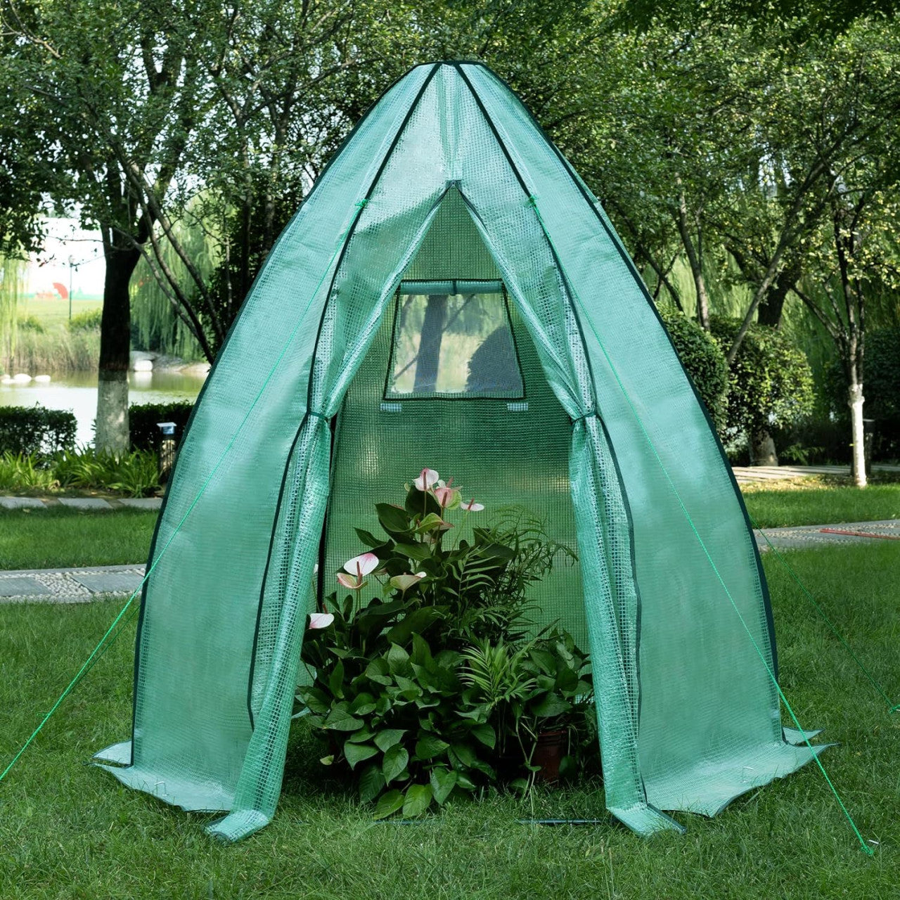 24goodz Greenhouse - Comprehensive Protection - Robust and Durable - 140 g/m2 PE - For Garden Enthusiasts - White/Green 160x180cm - gn