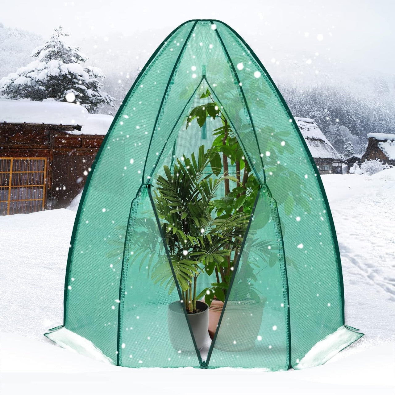 24goodz Greenhouse - Comprehensive Protection - Robust and Durable - 140 g/m2 PE - For Garden Enthusiasts - White/Green 160x180cm - gn