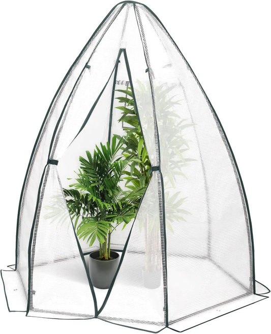24goodz Greenhouse - Comprehensive Protection - Robust and Durable - PE Fabric - For Garden Enthusiasts - White/Green 160x180cm - ws