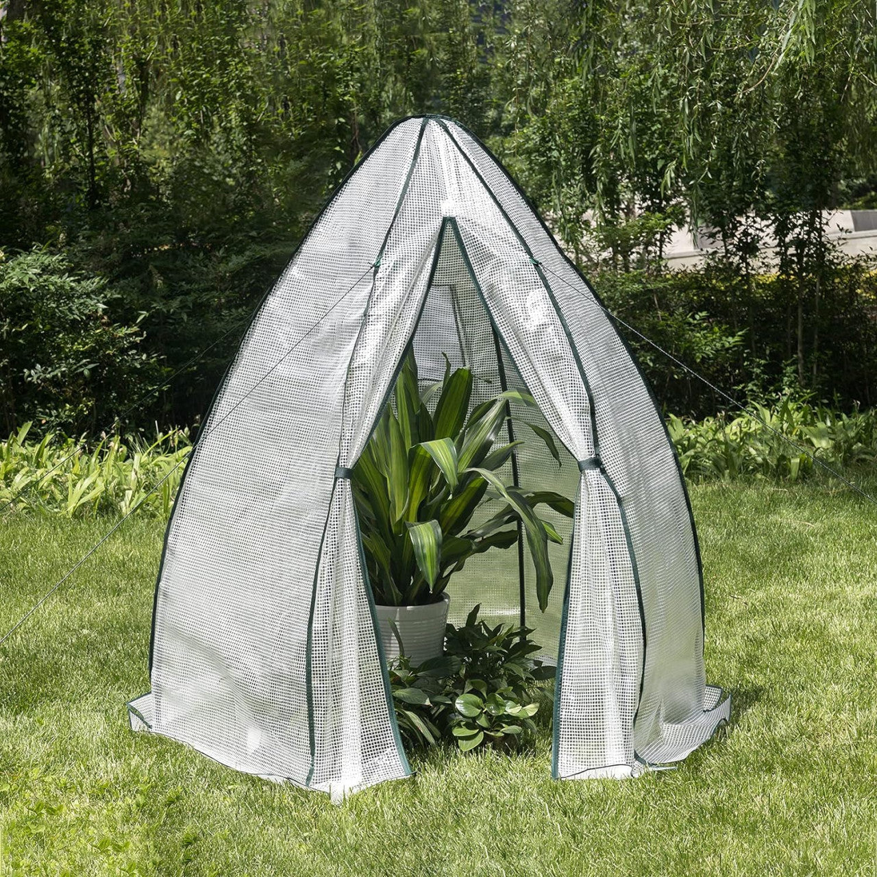 24goodz Greenhouse - Comprehensive Protection - Robust and Durable - PE Fabric - For Garden Enthusiasts - White/Green 160x180cm - ws