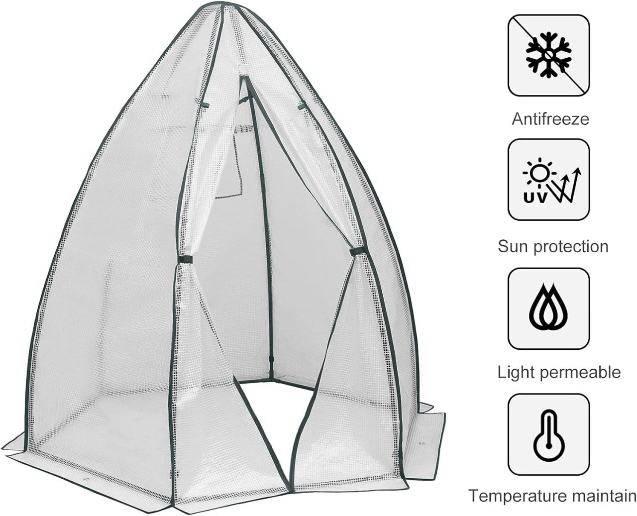 24goodz Greenhouse - Comprehensive Protection - Robust and Durable - PE Fabric - For Garden Enthusiasts - White/Green 160x180cm - ws