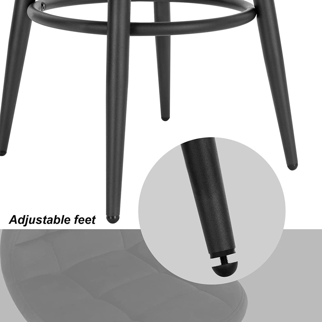 24goodz Velvet Bar Stool - Comfortable Seating - Sturdy Metal Frame - Velvet + Metal - Dark Grey - dgr