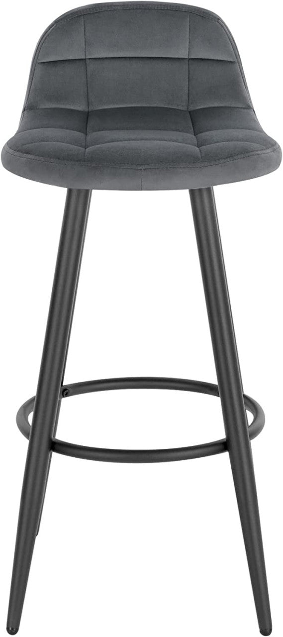 24goodz Velvet Bar Stool - Comfortable Seating - Sturdy Metal Frame - Velvet + Metal - Dark Grey - dgr