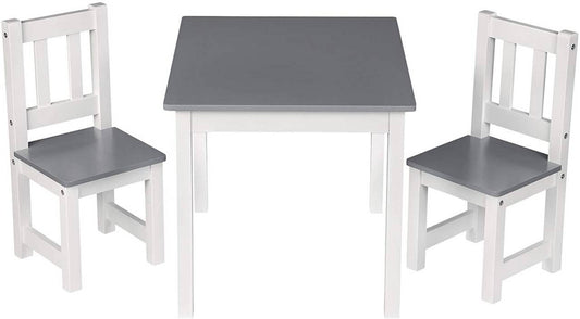 24goodz Kids Table and Chair Set - Spacious Design for 4 Children - High-Quality MDF - For Children from 2 Years - White/Grey